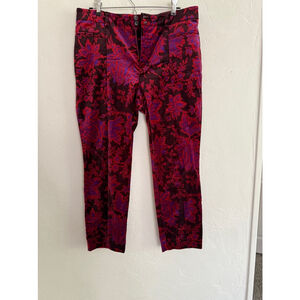 Anthropologie The Essential Slim Pants Floral Red Purple 12